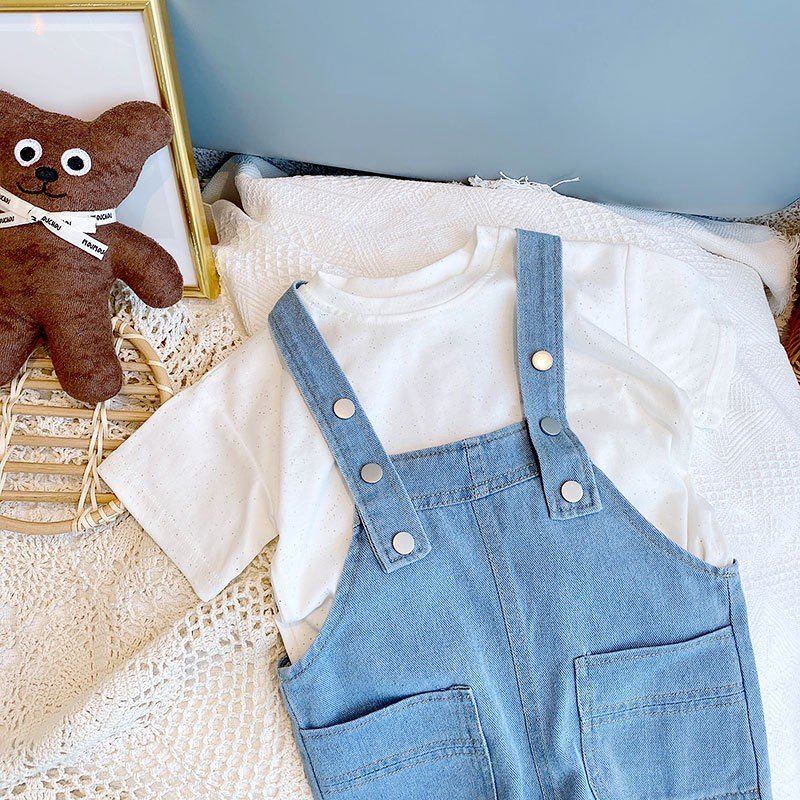 Combo yếm bò + Áo phông bé gái NHẬT HÀ B2 size đại 12-45kg siêu thoáng mát mùa hè