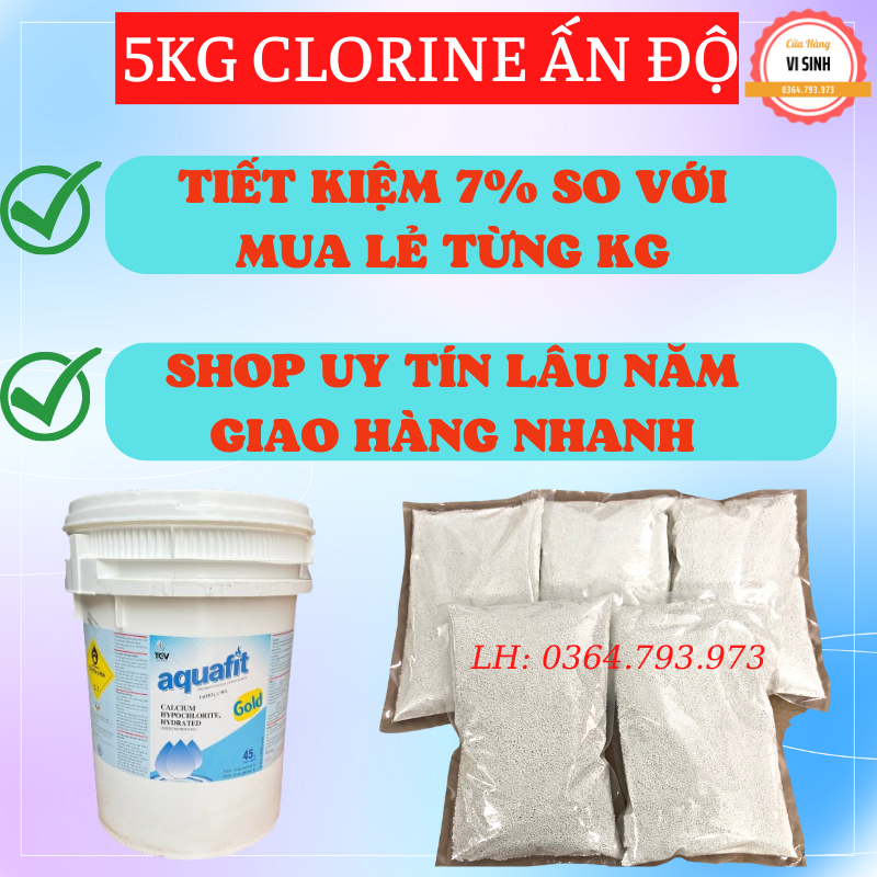 5 Kg Clo Nhập Khẩu Ấn Độ Xử Lý Nước, clo xử lý hồ bơi