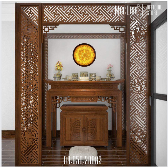 Tranh Trúc chỉ tròn Mộc Linh - Làm thủ công từ 100% tre tự nhiên - Trang trí ban thờ gia đình Việt