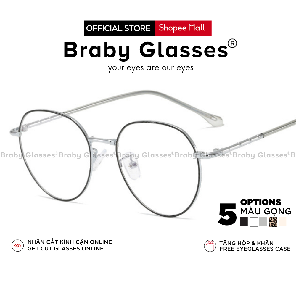 Gọng kính nam nữ Titanium Braby Glasses kiểu dáng mắt tròn thanh mảnh tinh tế đơn giản phù hợp mọi khuôn mặt MK80