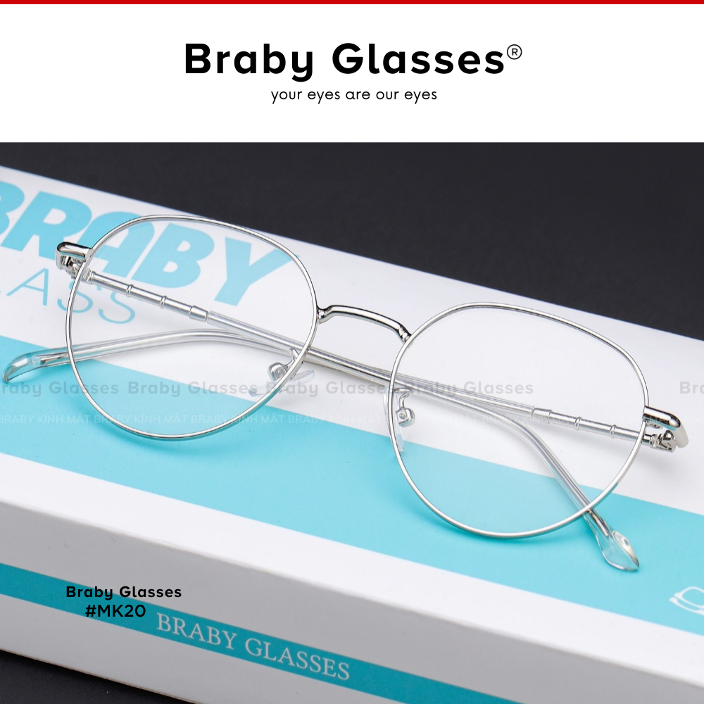 Gọng kính nam nữ Titanium Braby Glasses kiểu dáng mắt tròn thanh mảnh tinh tế đơn giản phù hợp mọi khuôn mặt MK80