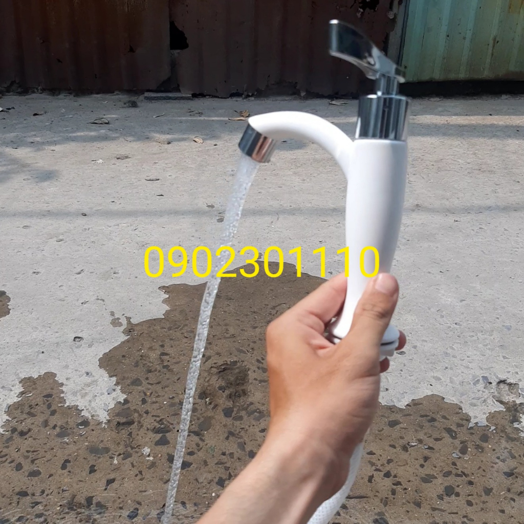 Vòi Lavabo nhựa liên kết 1 đường dây dẫn nước lạnh, chiều cao 23cm