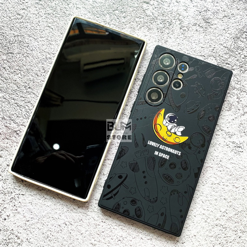 Ốp Lưng Silicon Samsung Galaxy S23 Ultra / S23 Plus / S22 Ultra Phi Hành Gia Astronauts Cạnh Vuông - BUM STORE GALAXY