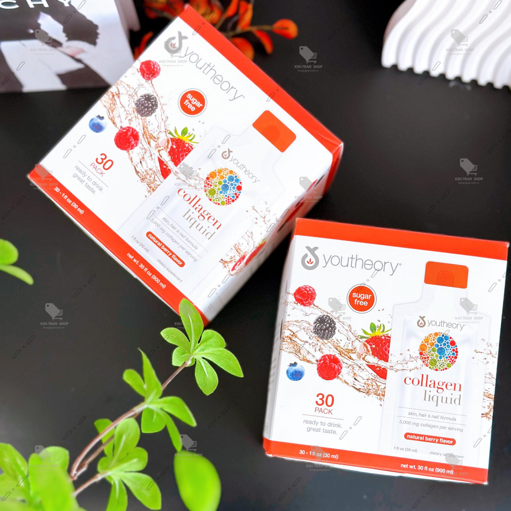 Collagen nước dễ hấp thụ, Vị Dâu Berry Youtheory Collagen Liquid Berry Flavor 30ml x30 gói, chính hãng Mỹ