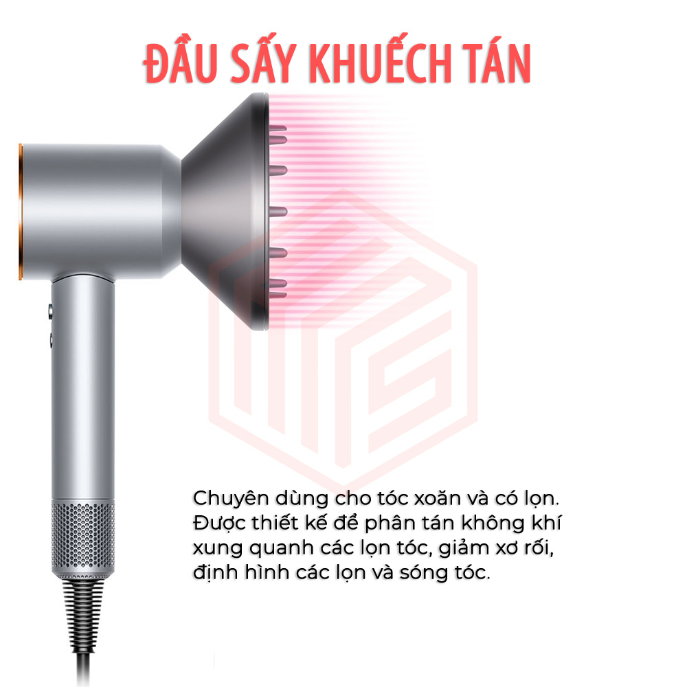 Đầu sấy tóc khuếch tán cho máy sấy tóc Dyson Supersonic HD01 HD02 HD03 HD05 HD08, dùng cho tóc xoăn, có lọn.