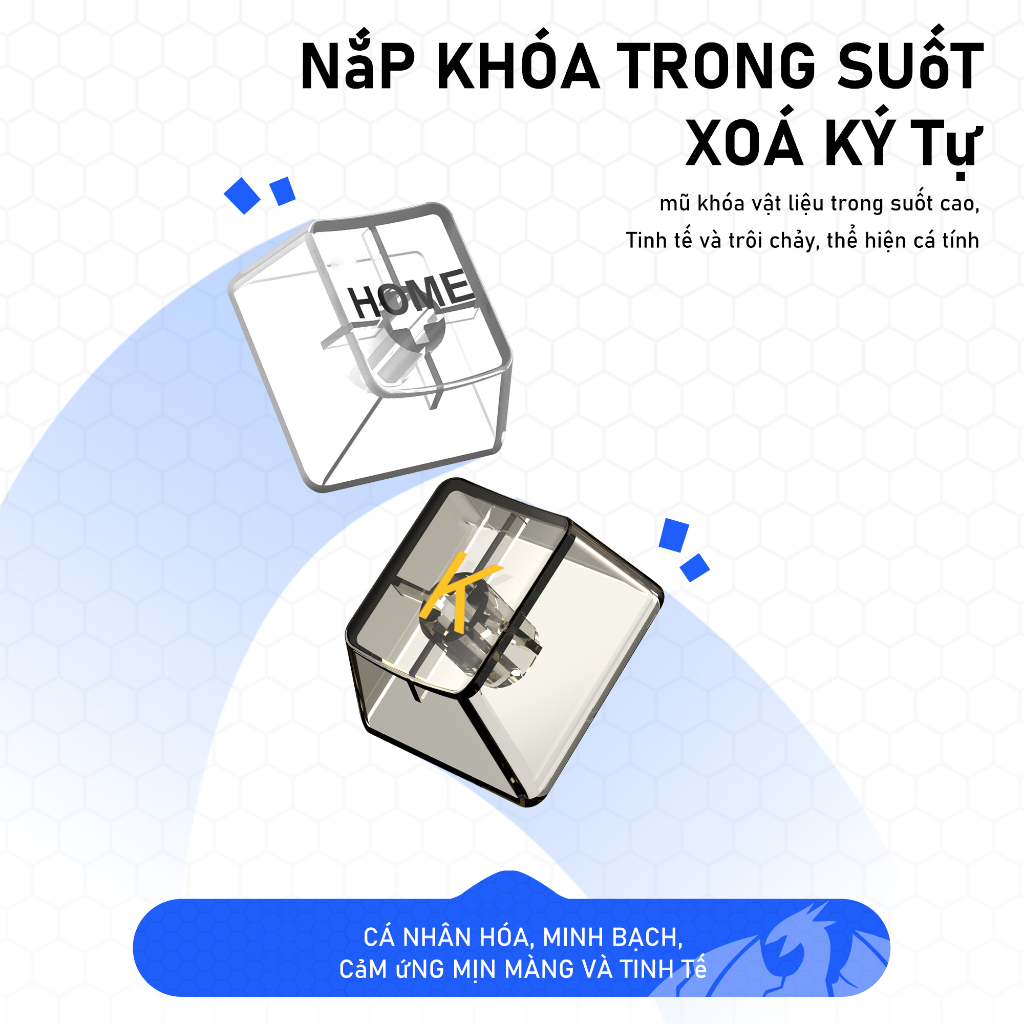 Bàn phím cơ LEAVEN trong suốt K840 84 phím - 20 chế độ LED Rainbow - Hot-swap  Bàn phím pha lê