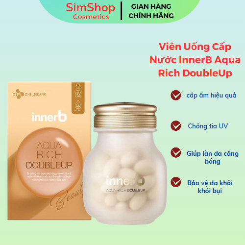 Viên Uống Cấp Nước InnerB Aqua Rich DoubleUp SimShop20 Bổ Sung Collagen, Bảo Vệ Da Khỏi Tia UV 70 Viên