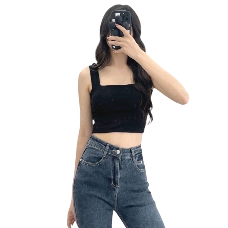 Áo 2 dây croptop kèm đệm ngực dây bản to Nineteen