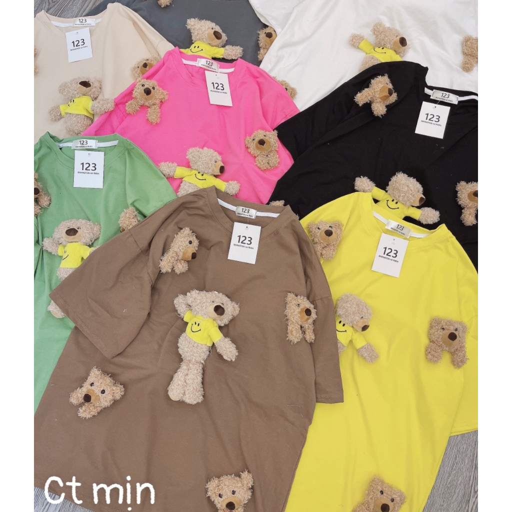 ÁO PHÔNG COTTON TÀU ĐÍNH NHIỀU CON GẤU XINH XẮN