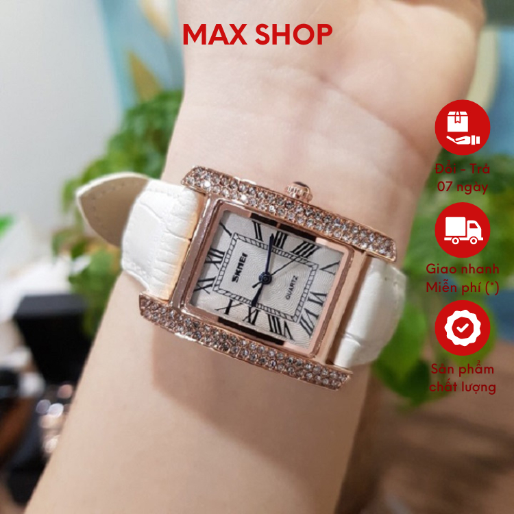 Đồng Hồ Nữ SKMEI Mặt Vuông Dây Da Sang Trọng