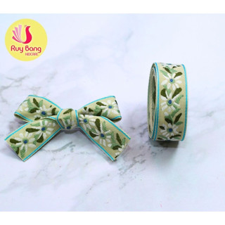 Ruy băng thêu hoa 2cm dùng làm nơ kẹp tóc, phụ kiện may mặc