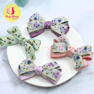 Ruy băng thêu hoa 2cm dùng làm nơ kẹp tóc, phụ kiện may mặc