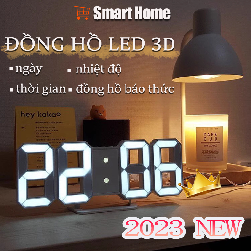 Đồng hồ LED để bàn làm việc, treo tường thông minh nhiều chức năng báo thức, nhiệt độ, cảm biến âm thanh