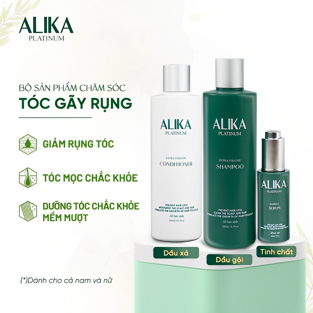 Bộ sản phẩm chăm sóc tóc gãy rụng, phục hồi hư tổn kích thích mọc tóc cho cả nam và nữ ALIKA Platinum
