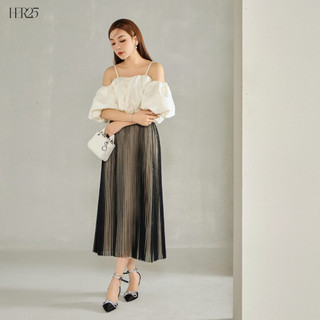 Chân váy xếp ly công sở dáng dài Her25 thiết kế 2 lớp chất liệu vải voan dầy dặn basic