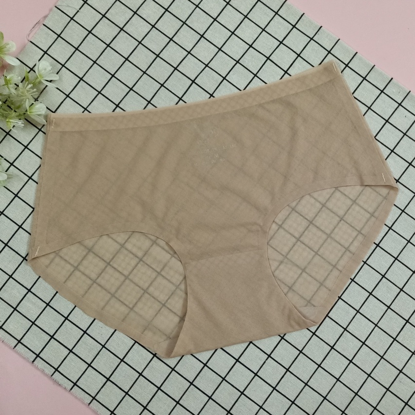 Quần lót nữ biết thở cạp cao không đường may Vicci 210 kẻ caro thông hơi nhiều màu