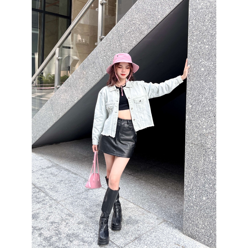 Áo Khoác Jeans Nữ Dáng Croptop Thiết Kế Tua Rua Thời Trang 8064