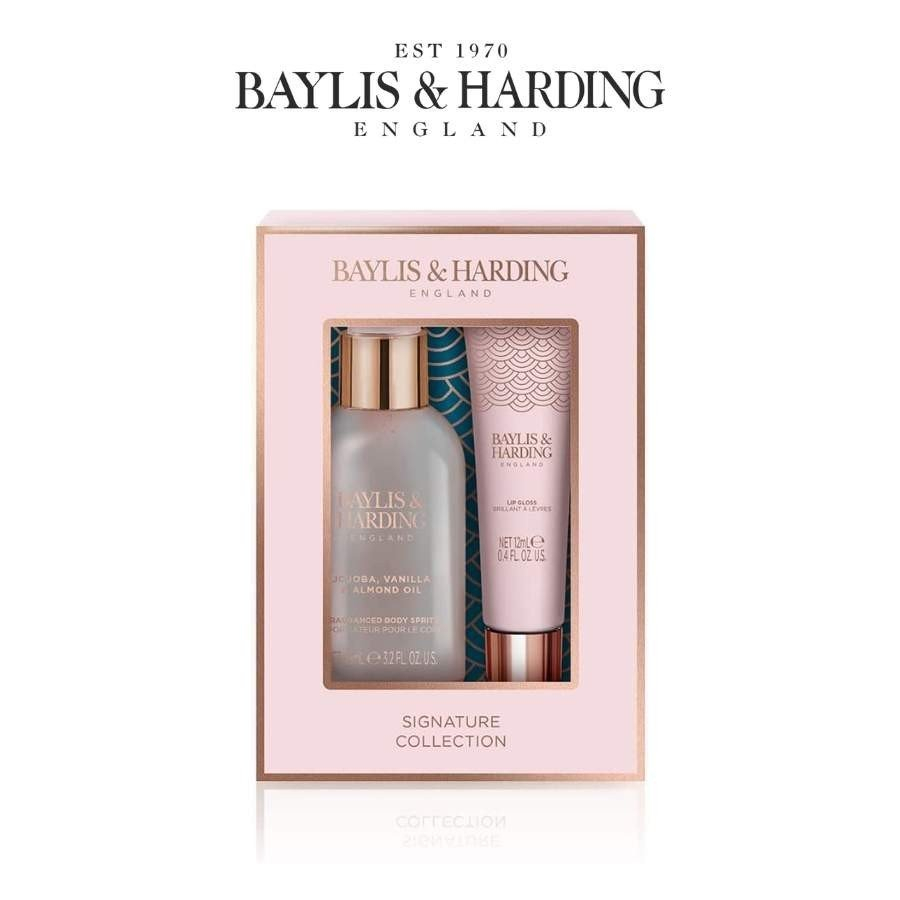 Set quà dưỡng môi và xịt thơm hương Jojoba, Vanilla và dầu hạnh nhân Baylis & Harding