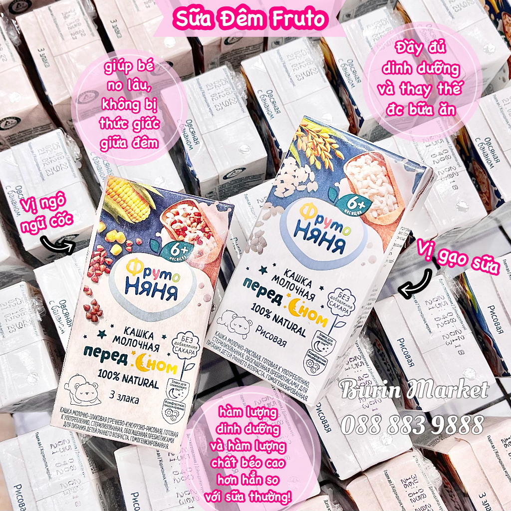 Sữa Fruto cho bé từ 6 tháng tuổi, sữa ngũ cốc ngày đêm Fruto Nga bổ sung dinh dưỡng cho bé - Burin Market