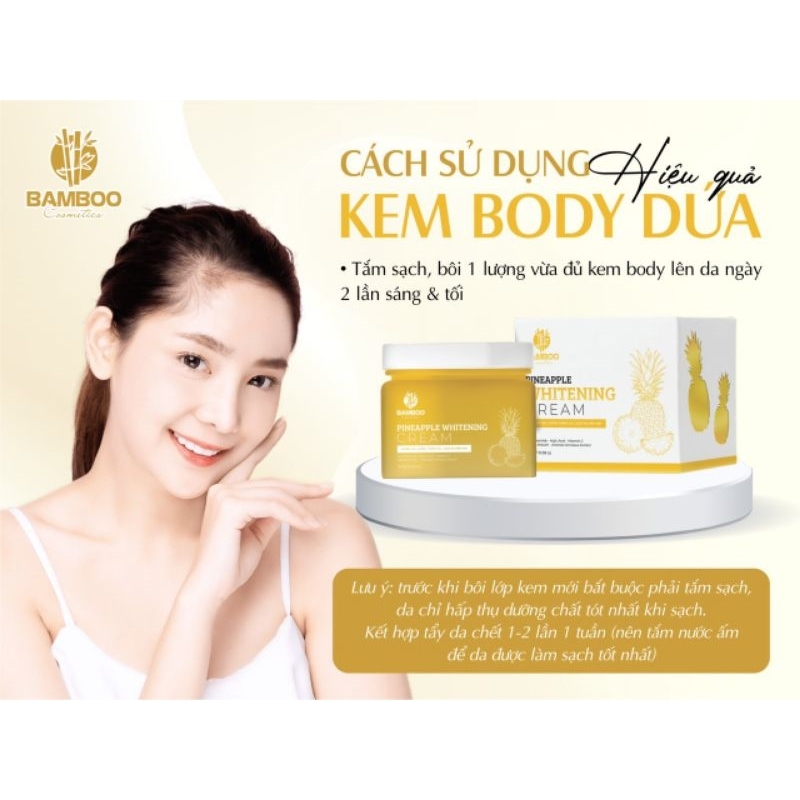 KEM BODY PINEAPPLE WHITENING CREAM BAMBOO, mẫu 2023