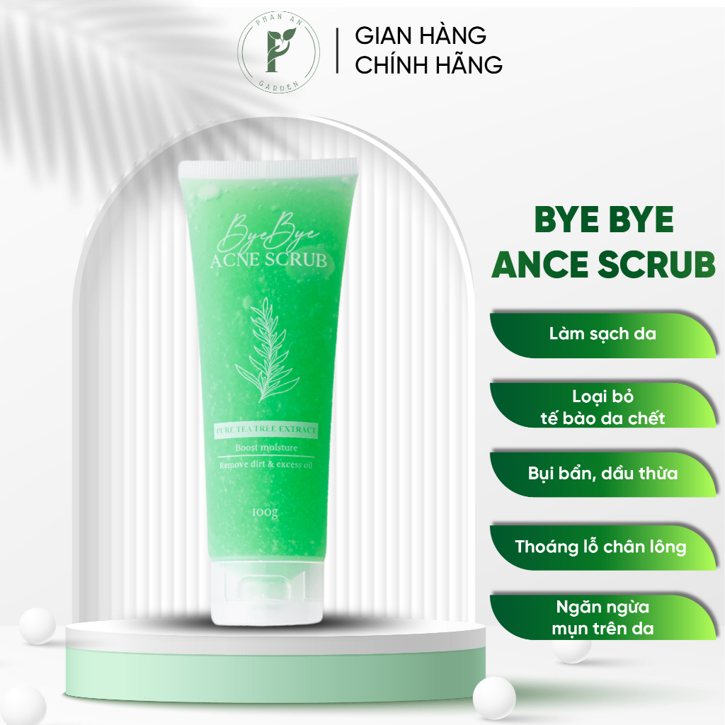 Tẩy tế bào chết, dưỡng da, dành cho da dầu, giảm mụn Phan An Garden bye bye acne scrub 100g