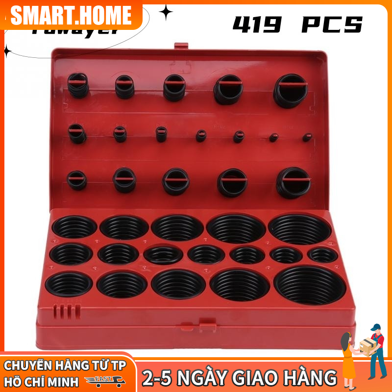 419pcs cao su O-Rings O Ring Kit Seal Gasket Universal Cao su Bộ R01-R32 O Rings Kit 32 Kích thước Bộ dụng cụ cao su