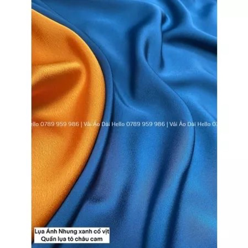 Vải áo dài lụa Ánh Nhung cổ vịt cả bộ