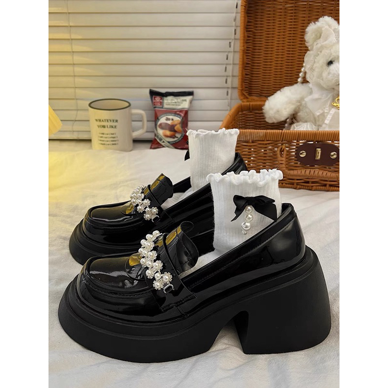 Giày búp bê lolita nữ độn đế 7cm cài Hoa Đá cao cấp(form to đặt lùi 1 sz) hÀNG đẹp