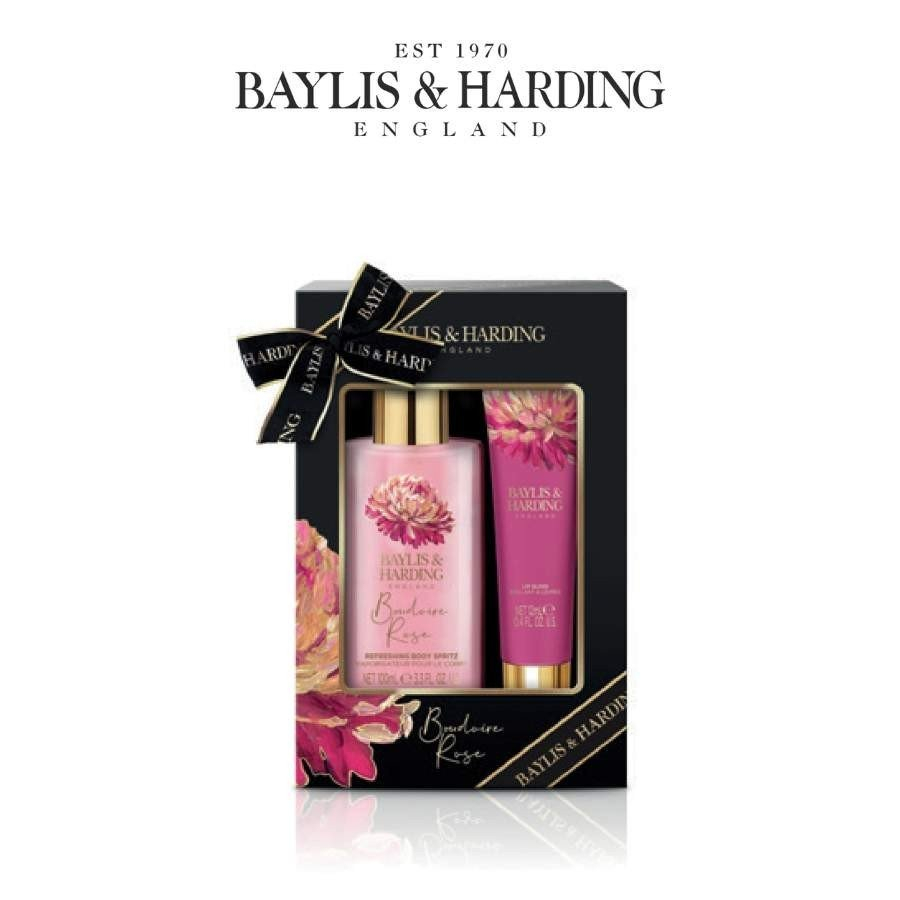 Bộ quà tặng 2 món xịt thơm và son Baylis & Harding Boudoire Rose