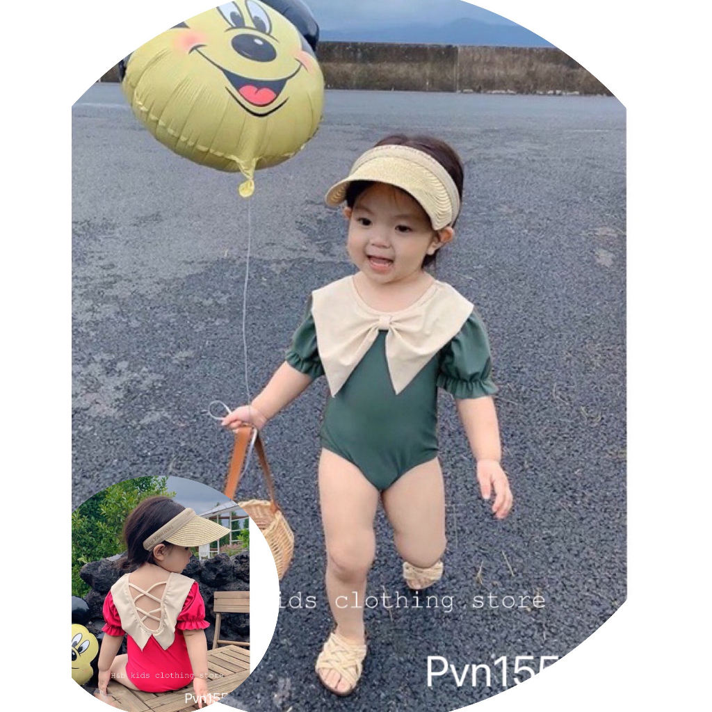 Đồ bơi bikini cho bé gái lưng đan dây
