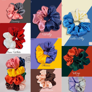 [Tím.Little]CỘT TÓC VẢI SCRUNCHIES SATIN 2 MÀU THỜI TRANG, ĐEO TAY SATIN BÓNG