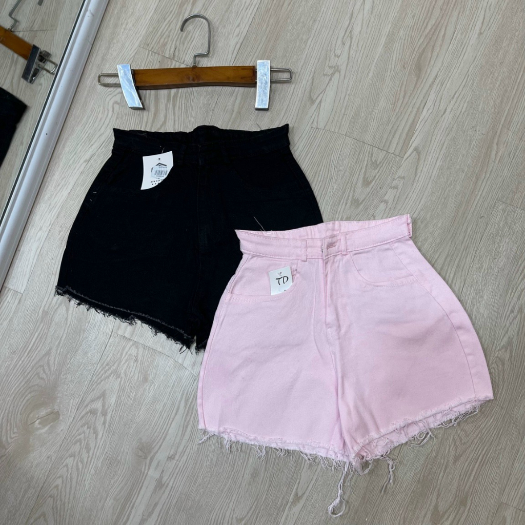 quần short denim dáng chữ a ôm lưng cao phối tua rua phong cách thời trang utrrb