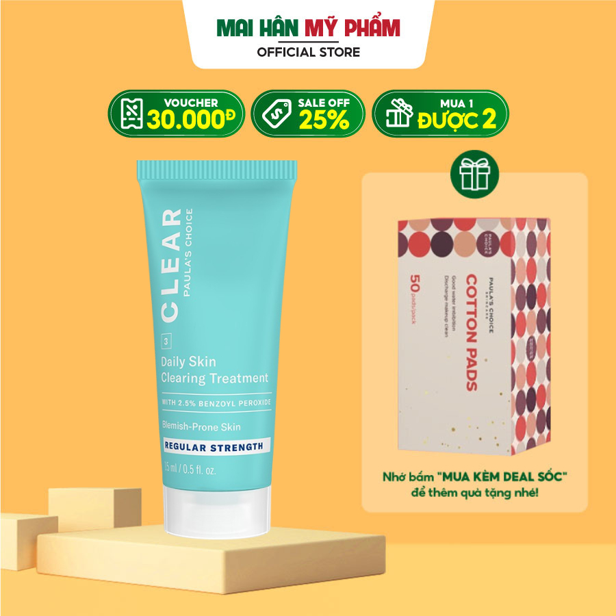 Kem chấm mụn Paula's Choice Clear Regular Strength Daily Skin Clearing Treatment 2,5% Benzoyl Peroxide 67ml