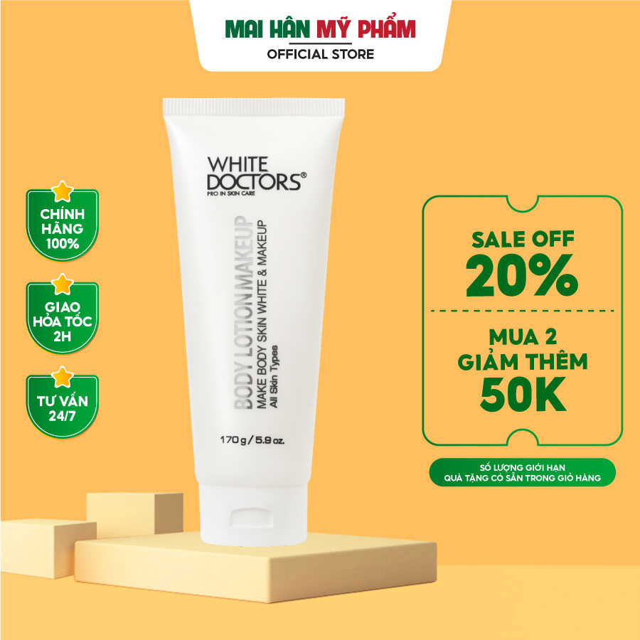 Kem dưỡng thể chống nắng trang điểm, trắng da White Doctors Body Lotion Makeup 170g