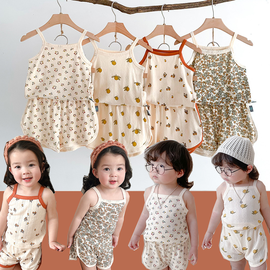 Bộ hai dây họa tiết dễ thương cho bé gái từ 8-23kg cotton co giãn đa chiều mềm mại chính hãng mã 30729