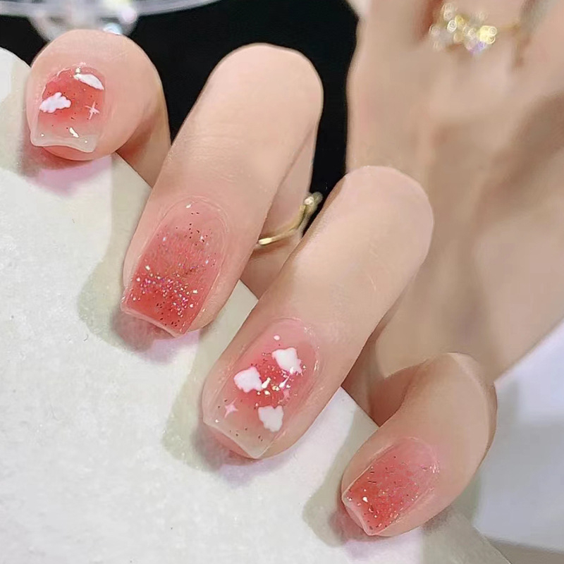 Bộ 24 móng tay giả đẹp đơn giản LF494, Móng giả ngắn vuông, Nail box, Nail xinh