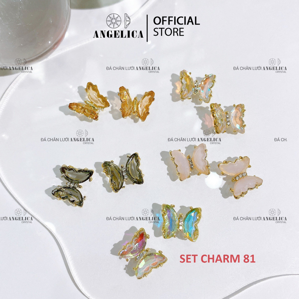 Set charm đá nails 10 chiếc kim loại ánh vàng, ánh bạc trang trí móng  ANGELICA SMC