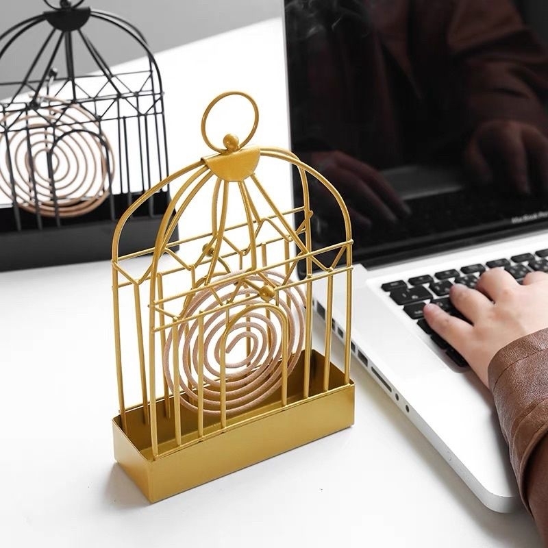 KHAY ĐỰNG HƯƠNG MUỖI hình lồng chim, GIÁ ĐỂ NHANG MUỖI bằng sắt thép tiện xách mang theo, treo tường an toàn cho trẻ.