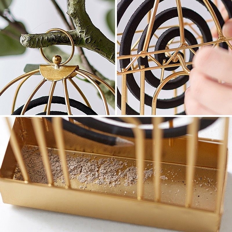 KHAY ĐỰNG HƯƠNG MUỖI hình lồng chim, GIÁ ĐỂ NHANG MUỖI bằng sắt thép tiện xách mang theo, treo tường an toàn cho trẻ.