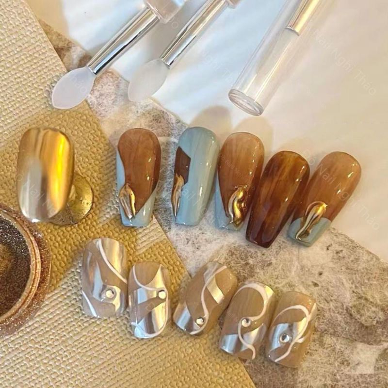 Cây trà tráng gương móng tay silicon nail