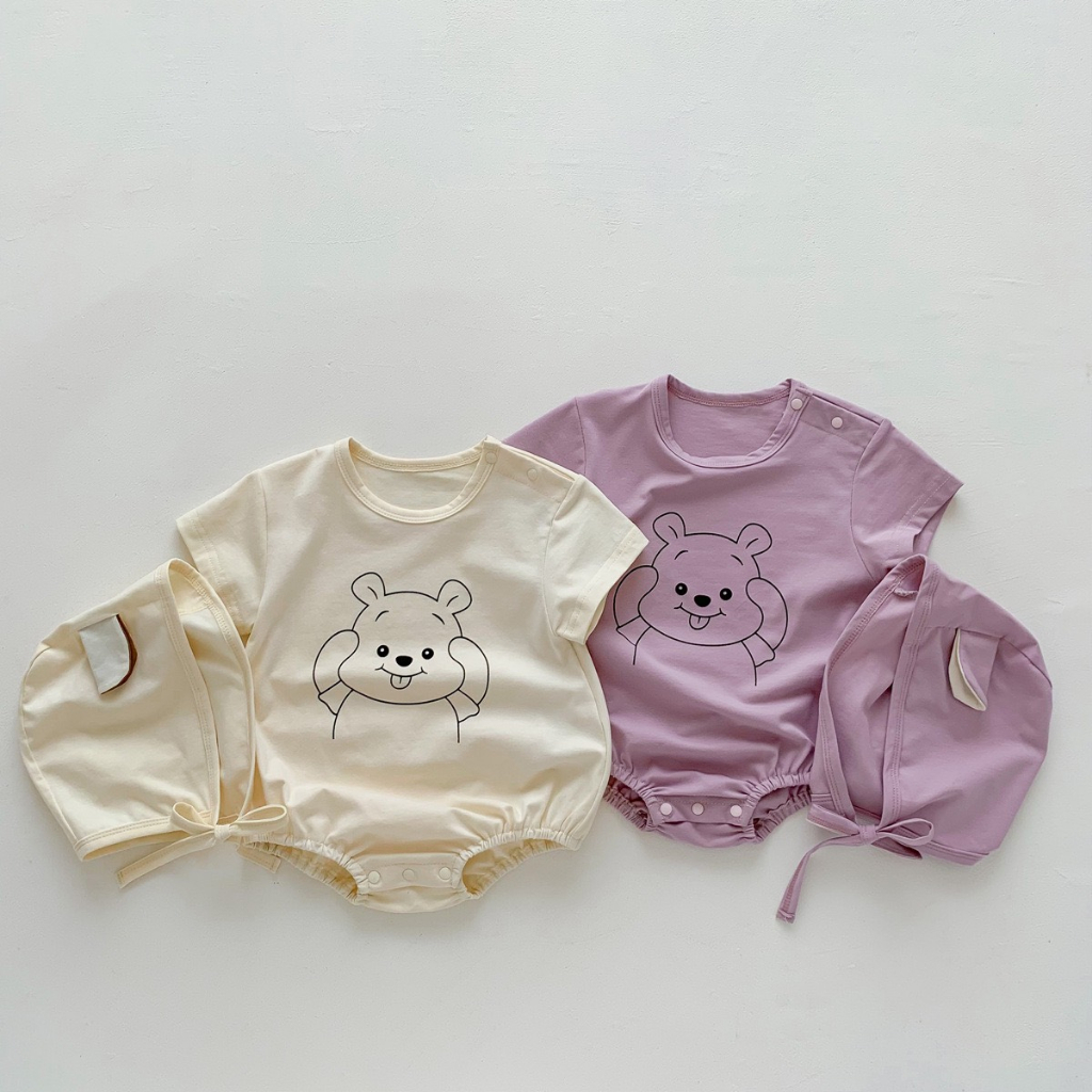 Body Chip Thun Lạnh LOTUKA KÈM MŨ Thú Đáng Yêu, Bodysuit Cho Bé, Chất Liệu Mềm Mát, Thoáng Mịn Size 0-12m