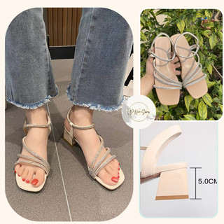 Sandal dây đá gót trụ 5p vp shoes mã v31