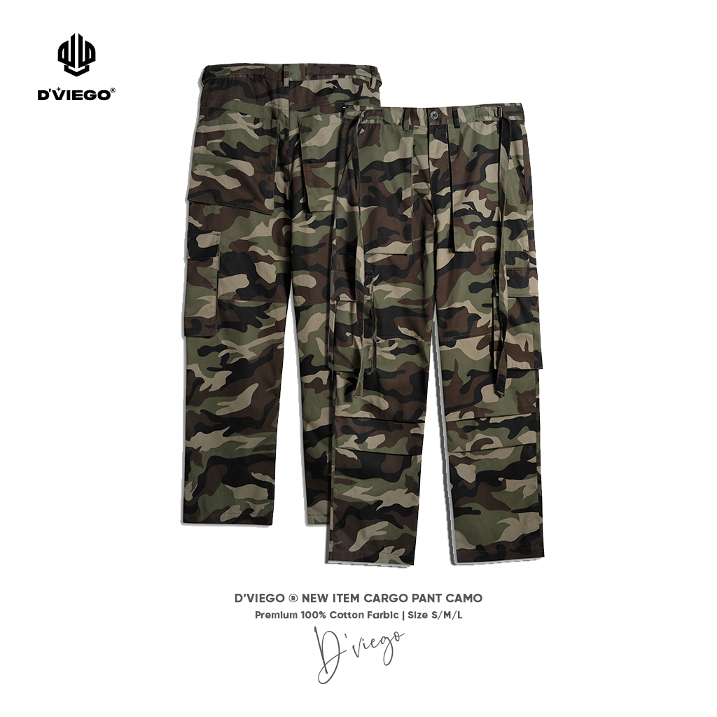 Quần Cargo Pant unisex form rộng màu camo chính hãng - D'VIEGO