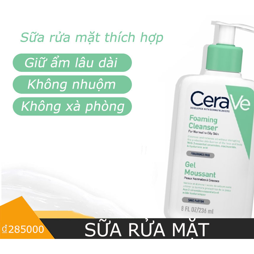 Saul Sa rửa mặt giúp làm sạch sâu dành cho da dầu Cerave Foaming Facial Cleanser Oil Control 236ML