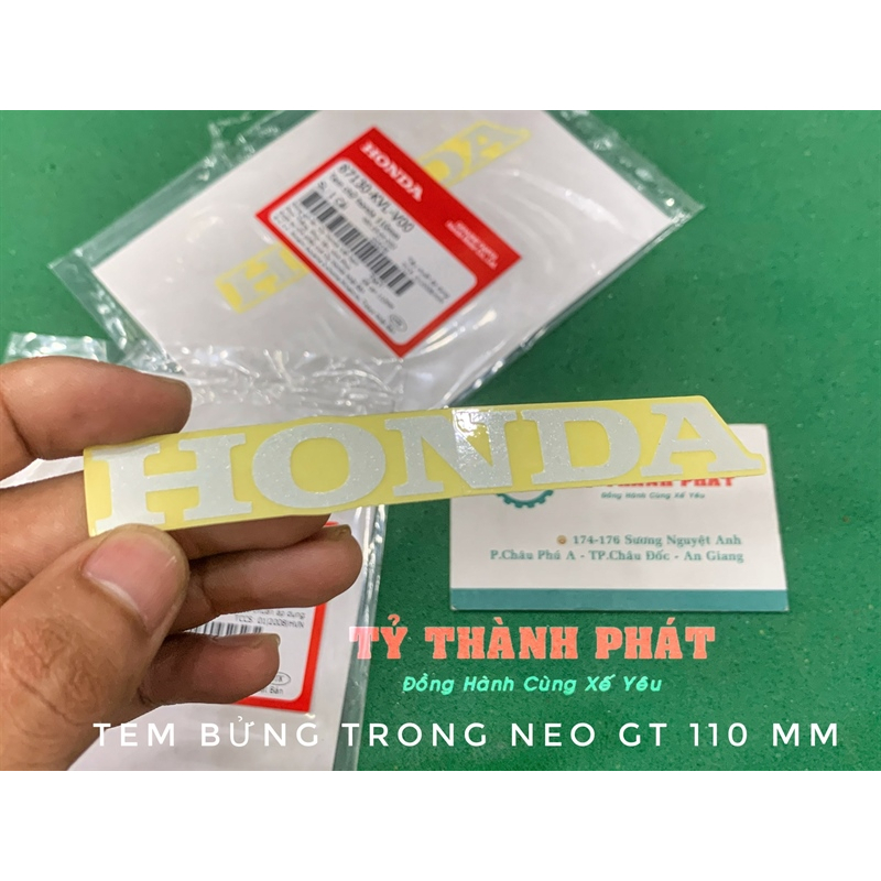 Tem bửng trong Neo GT chử Honda Bạc 110mm (Miếng)