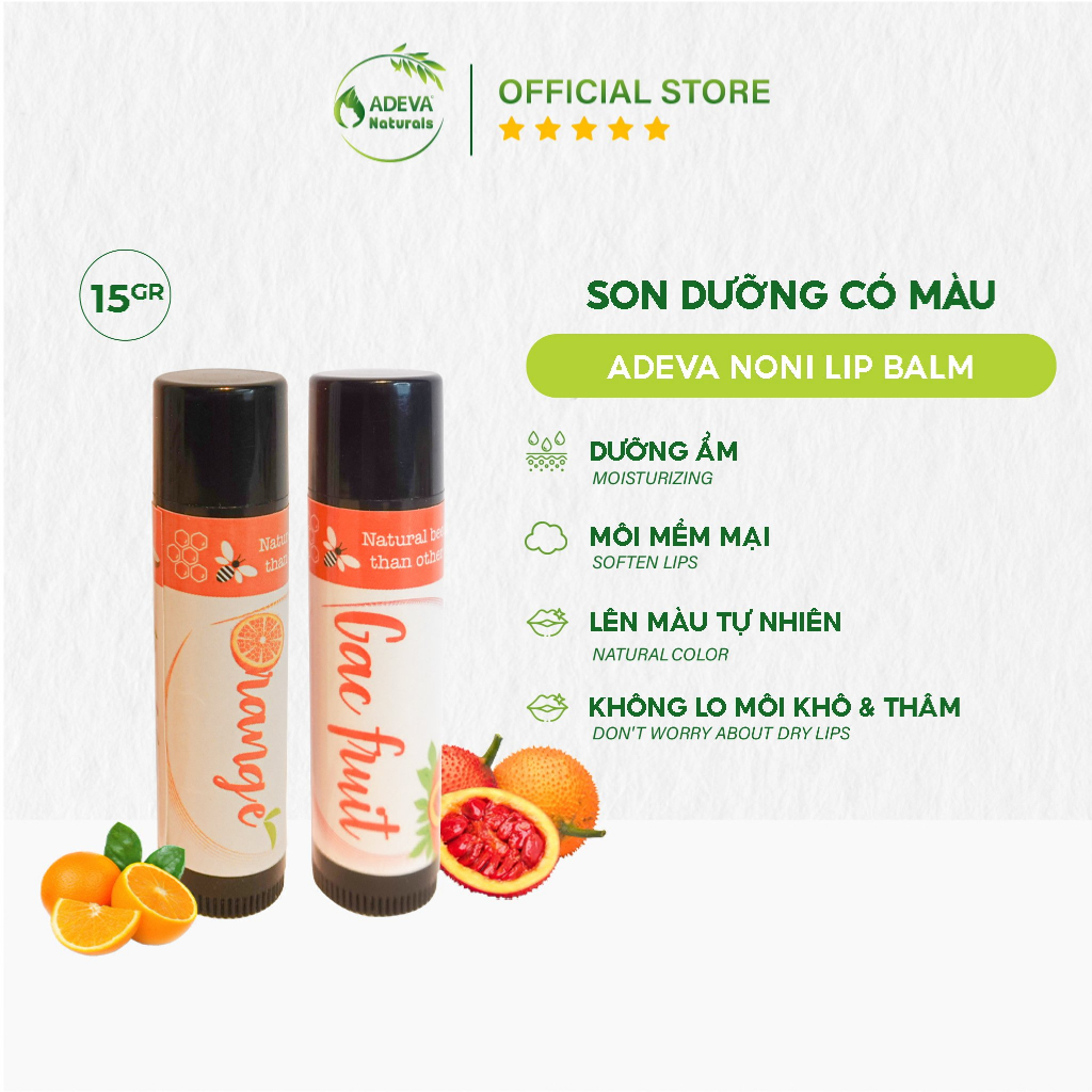Son dưỡng môi ⚡FREESHIP⚡ màu khoáng tự nhiên - Son Gấc Adeva Naturals