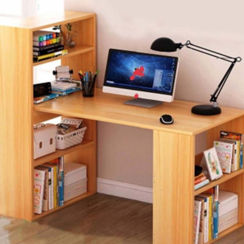 Bàn làm việc chữ L loại to học tập, bàn máy tính văn phòng thiết kế hiện đại, trẻ trung kèm giá sách 2022