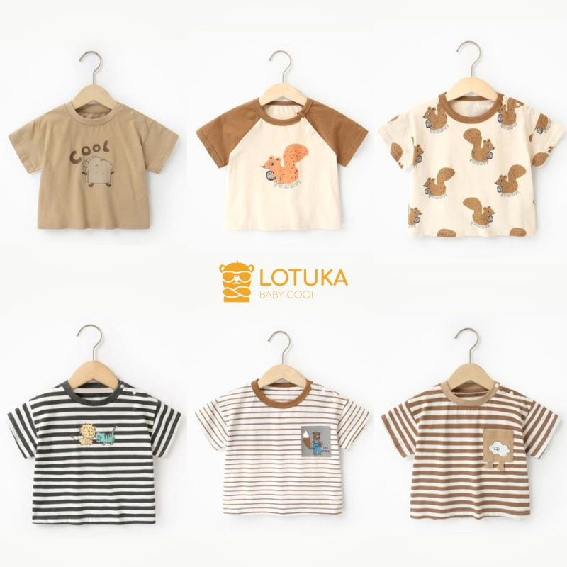 Áo Phông Cộc Tay LOTUKA Cho Bé Trai Bé Gái, Chất Thun Lạnh Mềm Mát Size 4-18kg