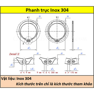 Phanh trục inox 304 38 (35.2) - 55 (50.8)