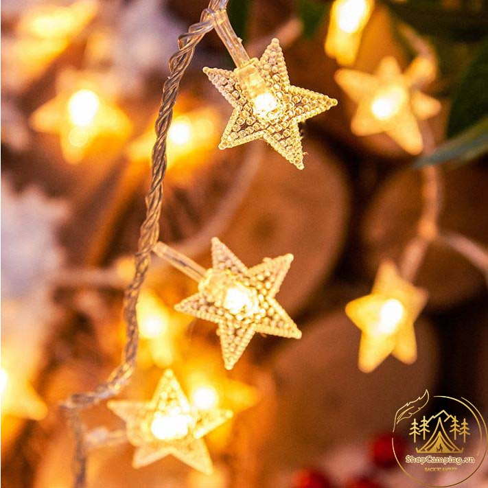Dây đèn led pin aa ngôi sao,bông tuyết 6m và 10m trang trí noel, tết, lễ hội, dercor nhà cửa - Camping VietNam